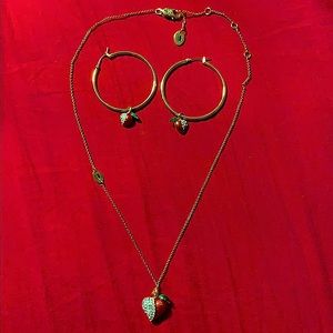 JC apple heart hoop/necklace set